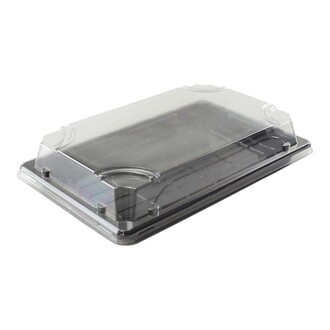 Sushi-Tray "XL" schwarz 215x135x21mm + Deckel RPET antifog