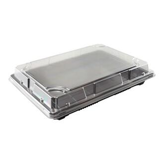 Sushi-Tray 260x185x23mm schwarz +Deckel RPET antifog