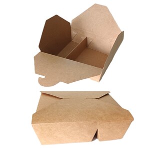 Foodcase 2-get. 1000ml Karton + PE braun Boden: Fach1:90x120x50mm Fach2:45x120x50mm oben:160x138mm