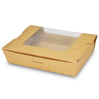 Bio-Foodcase View mit Sichtfenster #2 197x140x48mm 1500ml Karton kraft braun
