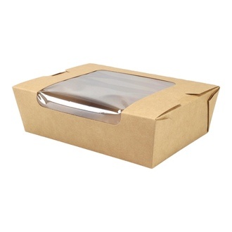 Bio-Foodcase View mit Sichtfenster #3 197x140x64mm 2000ml Karton kraft braun