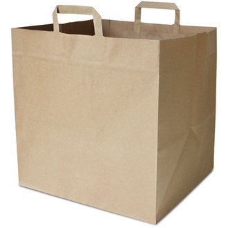 Papier-Tragetaschen für Pizzaschachteln + Tortenkartons 36+31x36cm Flachinnenhenkel Kraftpapier 110g