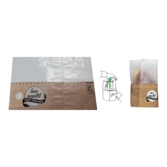 SnackBag "Large" 215x80/50x130mm braun, "Enjoy yo meal", selbstklebender Verschluss