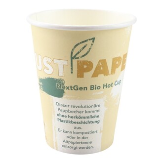 Coffee-Cups 12oz/300ml (Ø80mm) "JUST PAPER" Karton weiß kompostierbar und recycelbar