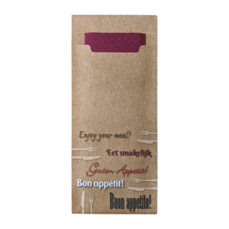 Serviettent. "Gourmet Gastro" 85x200mm GutenAppetit braun+Tissue-Servietten 33x33cm 2-lg bordeaux