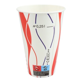 Kaltgetränkebecher 250ml Ø80mm "Spirale Retro" rot blau