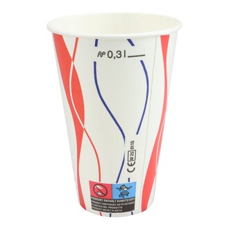 Kaltgetränkebecher 300ml Ø80mm "Spirale Retro" rot blau