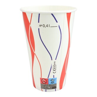 Kaltgetränkebecher 400ml Ø90mm "Spirale Retro" rot blau