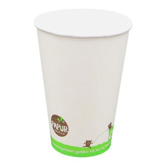 Pappbecher 300ml Ø80mm "Papur" weiß mit Füllstrich