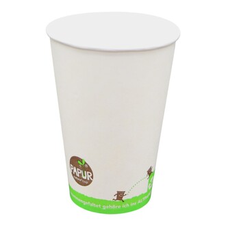 Pappbecher 200ml Ø70,3mm "Papur" weiß mit Füllstrich