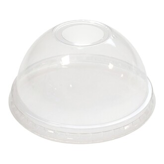 Dom-Deckel mit Loch rPET glasklar für Clear-Cup Ø90mm