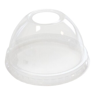 Dom-Deckel mit Loch rPET glasklar für Clear-Cup Ø80mm