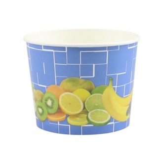 Eisbecher 580ml Ø110mm Höhe: 84mm Hartpapier "Früchte" blau