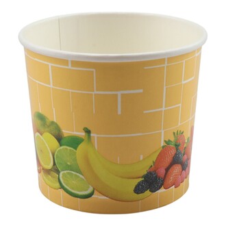 Eisbecher 250ml Ø80mm Höhe: 70mm Hartpapier "Früchte" orange