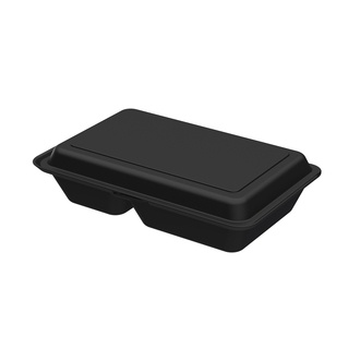 Mehrweg-Menübox ToGo medium PP 246x157x61mm 800ml 2-geteilt schlichtes schwarz