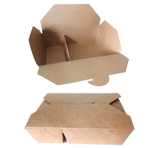Foodcase 2-get. 2000ml Karton+PE braun Boden: Fach1:130x140xH65mm Fach2:65x140xH65mm-oben:225x158mm