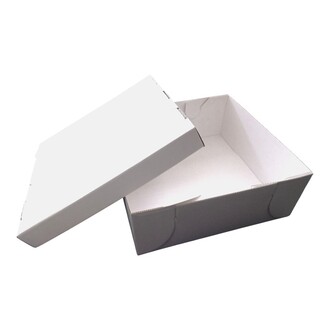 Tortenkarton 32x32x12cm weiß zweiteilig aus Wellpappe