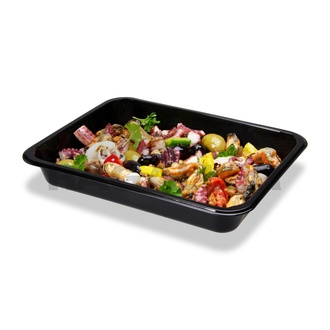 PP-Menüschalen ungeteilt 227x178x30mm siegelfähig schwarz D