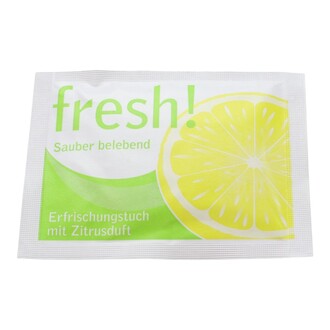 Erfrischungstücher Premium 80x60mm Neutraldruck Citrus-Duft