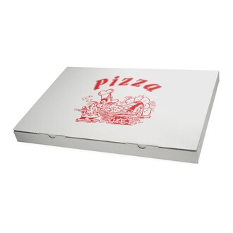 Pizzakarton 33x49x3,5cm weiß Modell: "Taglio/Onda Bassa" Qualität: Kraft - Neutraldruck