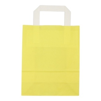 Papier-Tragetaschen 18+8x22cm weißer Innenhenkel Kraftpapier 70g/m² gelb