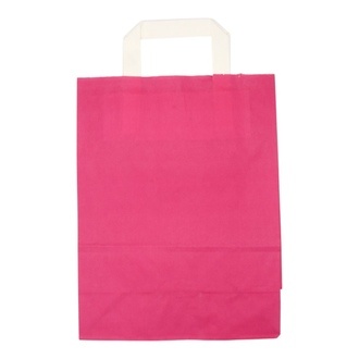 Papier-Tragetaschen 22+10x28cm weißer Innenhenkel Kraftpapier 70g/m² pink