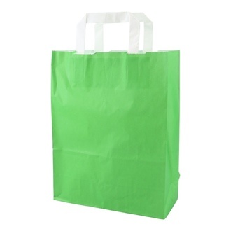 Papier-Tragetaschen 22+10x28cm weißer Innenhenkel Kraftpapier 70g/m² grün