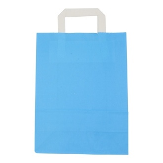 Papier-Tragetaschen 22+10x28cm weißer Innenhenkel Kraftpapier 70g/m² hellblau