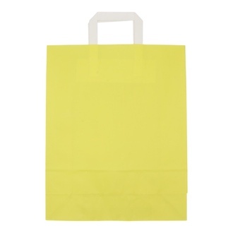 Papier-Tragetaschen 32+12x40cm weißer Innenhenkel Kraftpapier 80g/m² gelb