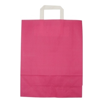 Papier-Tragetaschen 32+12x40cm weißer Innenhenkel Kraftpapier 80g/m² pink