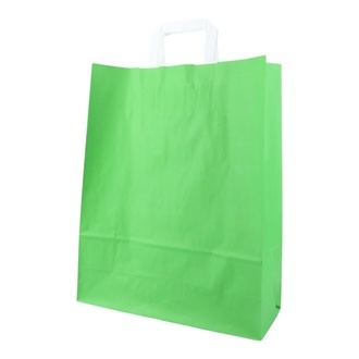 Papier-Tragetaschen 32+12x40cm weißer Innenhenkel Kraftpapier 80g/m² grün
