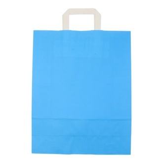 Papier-Tragetaschen 32+12x40cm weißer Innenhenkel Kraftpapier 80g/m² hellblau