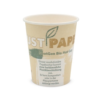 Coffee-Cups 8oz/200ml (Ø80mm) "JUST PAPER" Karton weiß kompostierbar + recycelbar 