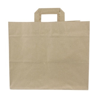 Papier-Tragetaschen 32+22x27cm Innenhenkel Kraftpapier 80g/m² braun