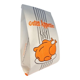 Hähnchenbeutel 2-lagig 1/1 (13+8x28cm) weiß Motiv: "Grillhähnchen"