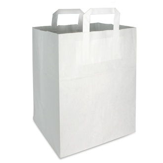 Papier-Tragetaschen 22+10x36cm Innenhenkel Kraftpapier 70g/m² weiß