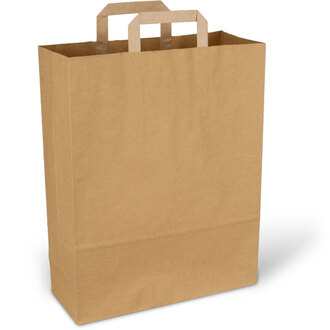 Papier-Tragetaschen 32+12x40cm Innenhenkel Kraftpapier 80g/m² braun