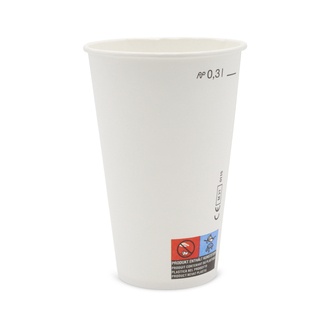 Pappbecher 300ml Ø80mm weiß Karton+PE mit Füllstrich