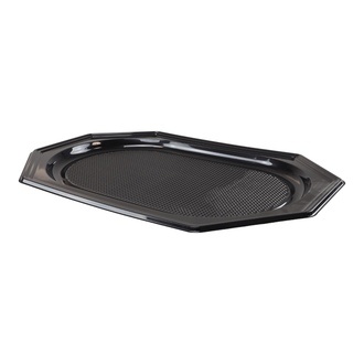 rPET- Partyplatten Größe M 350x250x20mm schwarz octagonal