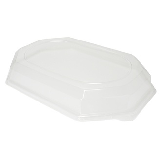 Hauben für rPET- Partyplatten Größe L 465x310x65mm klar octagonal