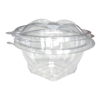 Salatschalen mit abreißbarem Deckel "Sekipack" PET 500ml rund klar (flache Version) 