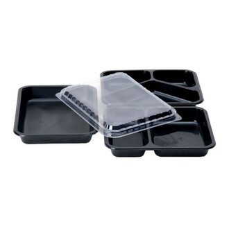 PP-Menüschalen 2-geteilt 227x178x32mm siegelfähig schwarz