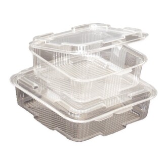 Salatschalen mit anhängendem Deckel OPS 750ml eckig 160x160x40mm klar 