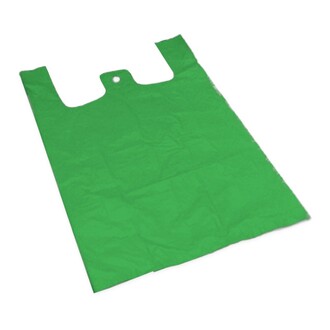 Hemdchen-Tragetaschen HDPE 30+18x54cm T16 geblockt grün