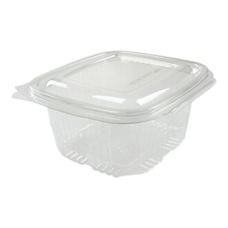 Salatschalen mit anhängendem Deckel rPET 500ml eckig 134x129x65mm klar 