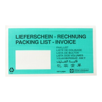 Dokumenten/Lieferscheintaschen 240x130mm selbstklebend Kraftpapier weiß/grün