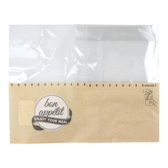Snack Bag "Medium" 180x70/50x130mm braun,"Enjoy your meal", Papier/PET, selbstklebender Verschluss