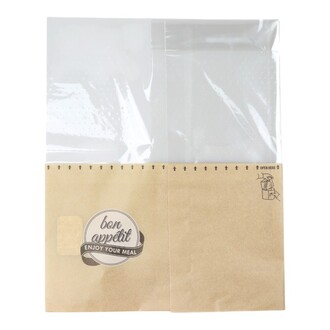 Snack Bag "Big" 280x75/60x130mm braun,"Enjoy your meal", Papier/PET, selbstklebender Verschluss