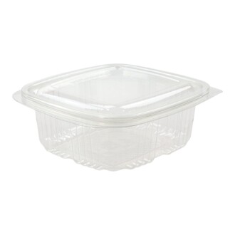 Salatschale mit Deckel rPET 375 ml, klar, rechteckig