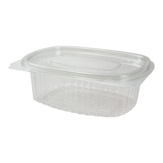 Salatschalen anhängendem Deckel rPET 375ml oval klar 144x115x50mm-D02 
